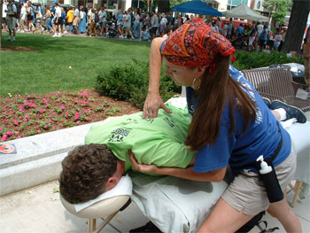 Enjoyable chair massage at a community service event